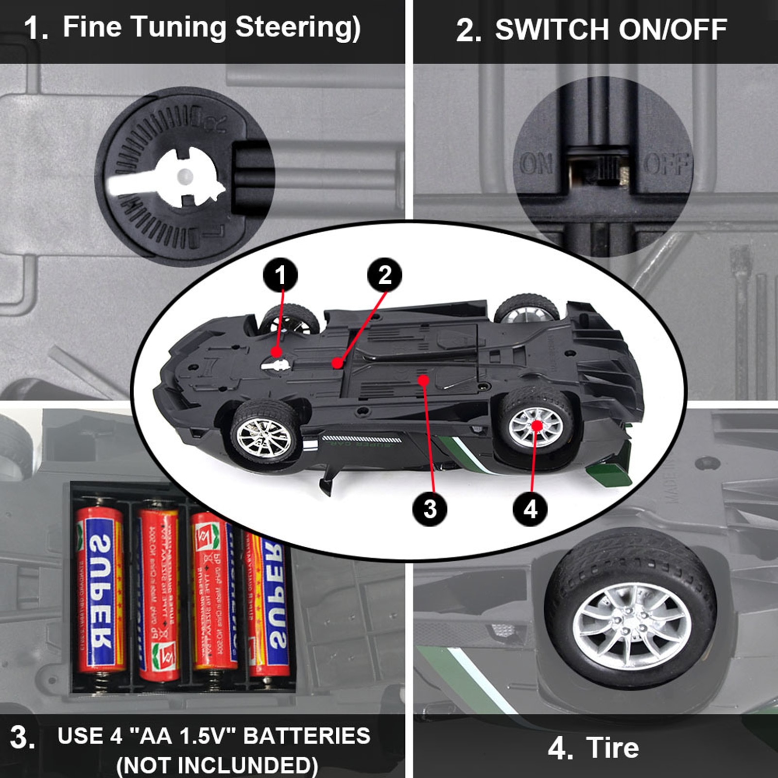 4 Way RC Sports Racing Car - Image 4