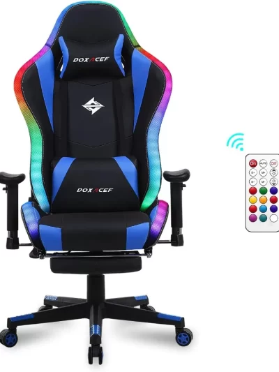 RGB Gaming Chair with Massage and Footrest Large Ergonomic Computer Desk Chair Video Gaming Chair with LED Light