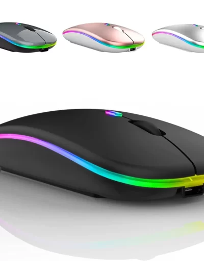 Silent LED Wireless Mouse, Bluetooth-compatible, For Laptop PC iPad