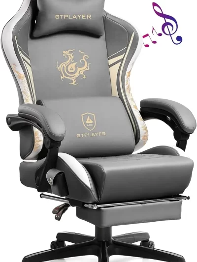Gaming Chair with Bluetooth Speakers and Footrest